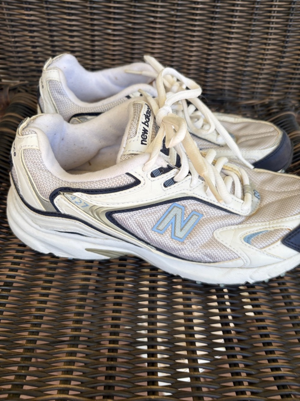 New Balance White and Light Blue Women's Sneakers